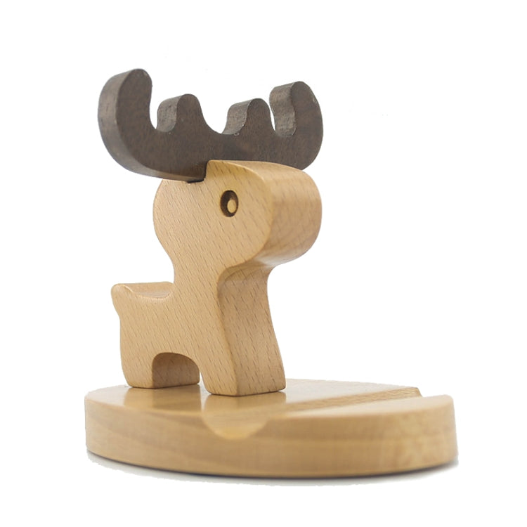 Wooden Mobile Phone Bracket Beech Lazy Mobile Phone Holder,Style: Little Deer With Antlers - Desktop Holder by buy2fix | Online Shopping UK | buy2fix