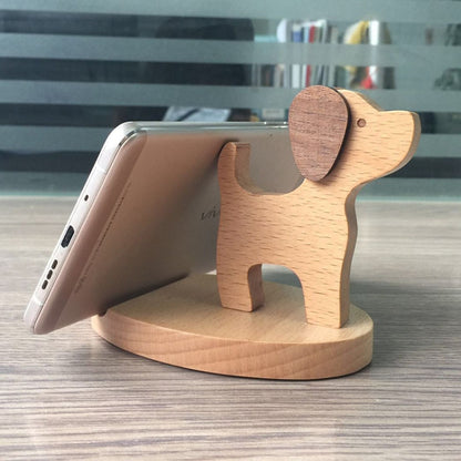 Wooden Mobile Phone Bracket Beech Lazy Mobile Phone Holder,Style: Puppy - Desktop Holder by buy2fix | Online Shopping UK | buy2fix