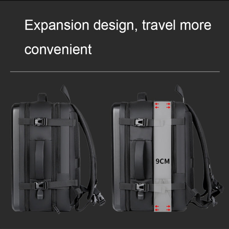 Large-capacity Waterproof Expandable Hard Shell Backpack with USB Charging Hole(161 Dark Gray) - Backpack by buy2fix | Online Shopping UK | buy2fix