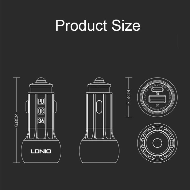 LDNIO C1 36W PD + QC 3.0 Car Fast Charger High Power Smart USB Car Charger with 8 Pin Cable - In Car by LDNIO | Online Shopping UK | buy2fix