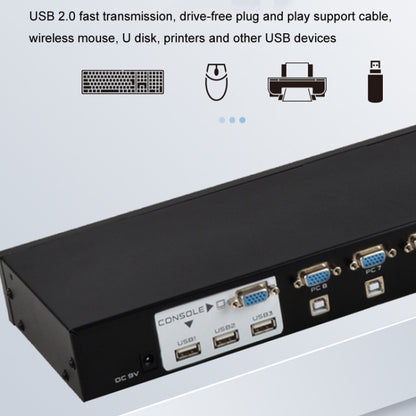 FJGEAR FJ-810UK 8 In 1 Out Computer Host VGA To KVM Switcher With Desktop Switch, EU Plug(Black) - Converter by FJGEAR | Online Shopping UK | buy2fix