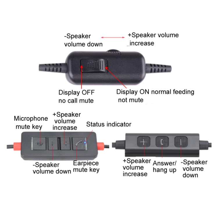 VT200 Single Ear Telephone Headset Operator Headset With Mic,Spec: Type-C With Answer Key - Consumer Electronics by buy2fix | Online Shopping UK | buy2fix