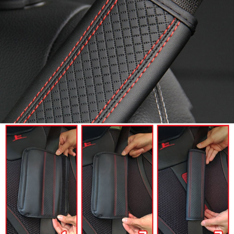Fiber Leather Embossed Car Seat Belt Shoulder Cover Protector 6.5X23cm(Wine Red) - In Car by buy2fix | Online Shopping UK | buy2fix