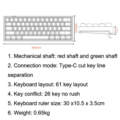 LEAVEN K620 61 Keys Hot Plug-in Glowing Game Wired Mechanical Keyboard, Cable Length: 1.8m, Color: White Green Shaft - Wired Keyboard by LEAVEN | Online Shopping UK | buy2fix