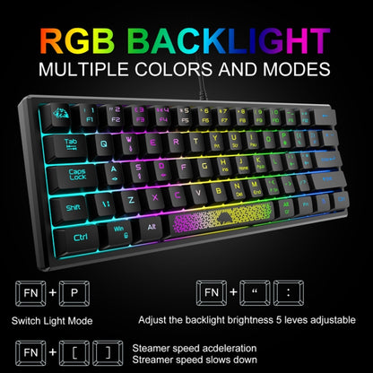 ZIYOULANG K61 62 Keys Game RGB Lighting Notebook Wired Keyboard, Cable Length: 1.5m(Black) - Wired Keyboard by ZIYOULANG | Online Shopping UK | buy2fix