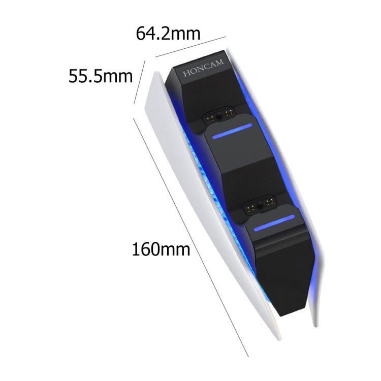 HONCAM For PS5 Gamepad Charger Dual Dock Charger(White) - Charger & Power by HONCAM | Online Shopping UK | buy2fix