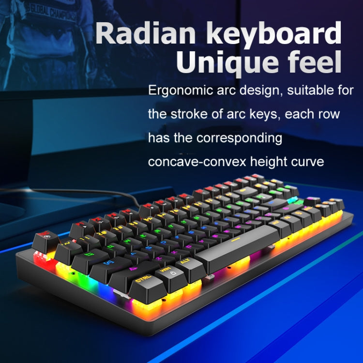 ZIYOULANG K2 87 Keys Office Laptop Punk Glowing Mechanical Wired Keyboard, Cable Length: 1.5m, Color: Black - Wired Keyboard by ZIYOULANG | Online Shopping UK | buy2fix