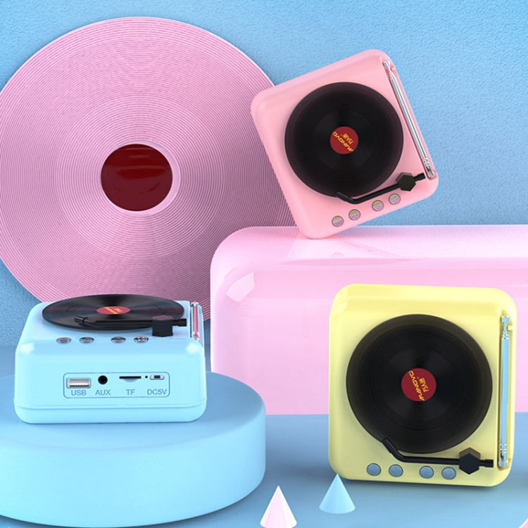 Manovo H3 Macaron Vinyl Record Player Bluetooth Speaker Retro Radio Stereo(Pink) - Mini Speaker by Manovo | Online Shopping UK | buy2fix