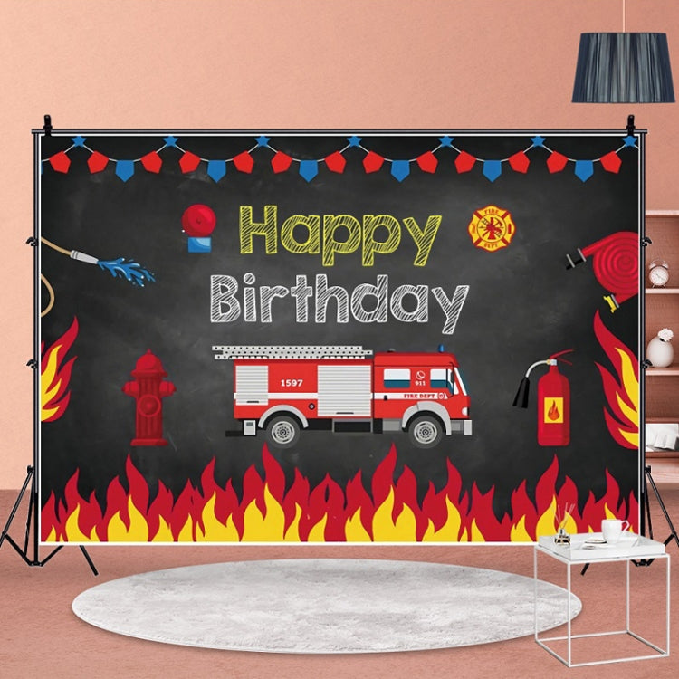 1.5x1m Fire Engine Happy Birthday Party Scene Backdrop for Photojournalism(MDU04233) - Camera Accessories by buy2fix | Online Shopping UK | buy2fix