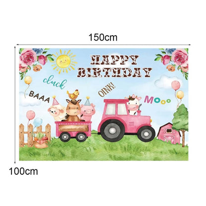 1.5m x 1m Cartoon Farm Animals Photography Backdrop Birthday Party Background Decoration(MSC01666) - Camera Accessories by buy2fix | Online Shopping UK | buy2fix