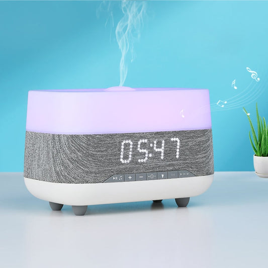300ml Bluetooth Clock Aromatherapy Humidifier with Seven-color Ambient Light,EU Plug(Gray White) - Home & Garden by buy2fix | Online Shopping UK | buy2fix