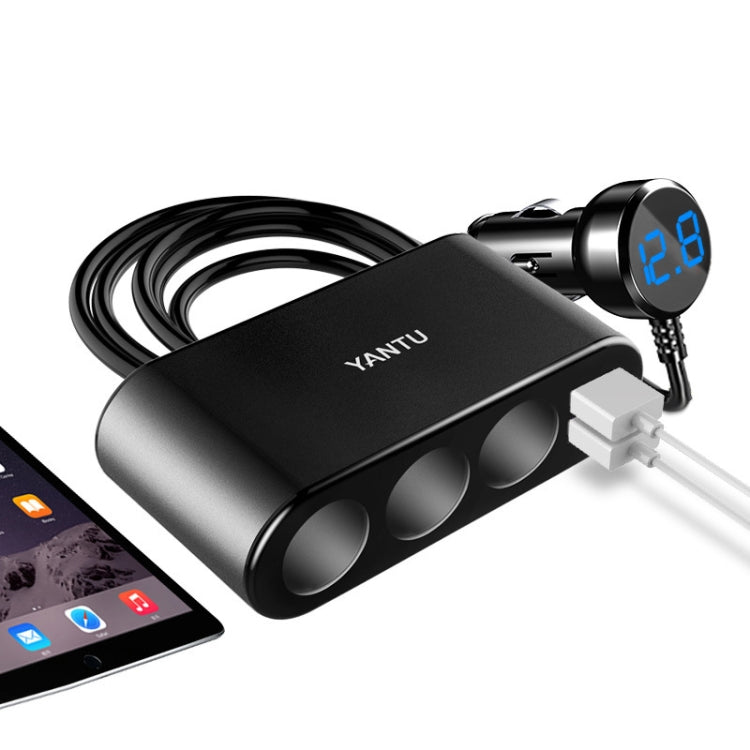 YANTU One Tow Three Car Digital Electronic Dual USB Cigarette Lighter, Specification: Voltage Monitor+Cable - In Car by YANTU | Online Shopping UK | buy2fix
