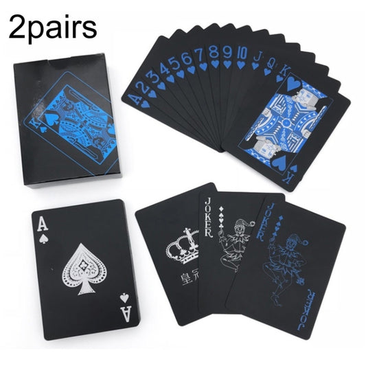 2pairs 54pcs Waterproof Plastic Poker Table Games Cards PVC Magic Playing Cards(Blue) - Gambling by buy2fix | Online Shopping UK | buy2fix
