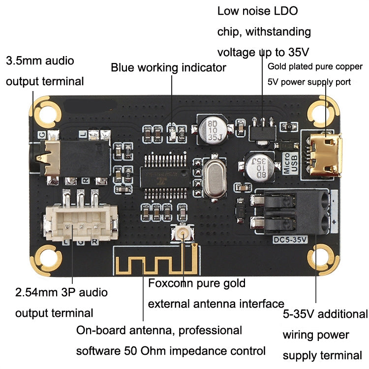 AS1711BT MP3 Bluetooth4.2  Decoding Board DIY Speaker Power Amplifier Board Non-destructive Vehicle Audio Receiver Module - Breadboard / Amplifier Board by buy2fix | Online Shopping UK | buy2fix