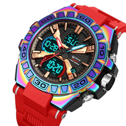 STRYVE S8026 Sports Colorful Night Light Electronic Waterproof Watch Multifunctional Student Watch(Colorful Red) - Leather Strap Watches by STRYVE | Online Shopping UK | buy2fix