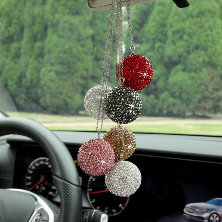 Car Diamond Crystal Ball Rearview Mirror Decoration Pendant(Red) - In Car by buy2fix | Online Shopping UK | buy2fix