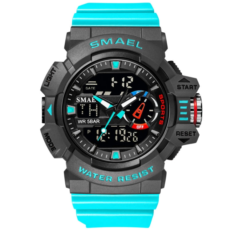 SMAEL 8043 Multifunctional Dual Display Shockproof Outdoor Waterproof Sports Quartz Watch(Lake Blue) - LED Digital Watches by SMAEL | Online Shopping UK | buy2fix