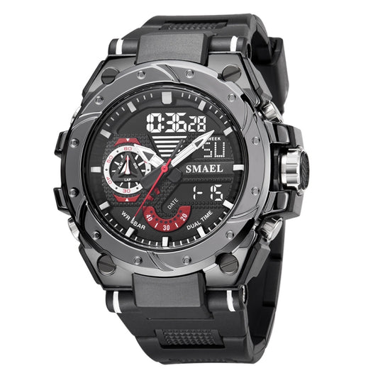 SMAEL 8060 Waterproof Sports Alloy Men Watch Luminous Display HD Mirror Watch(Black) - LED Digital Watches by SMAEL | Online Shopping UK | buy2fix