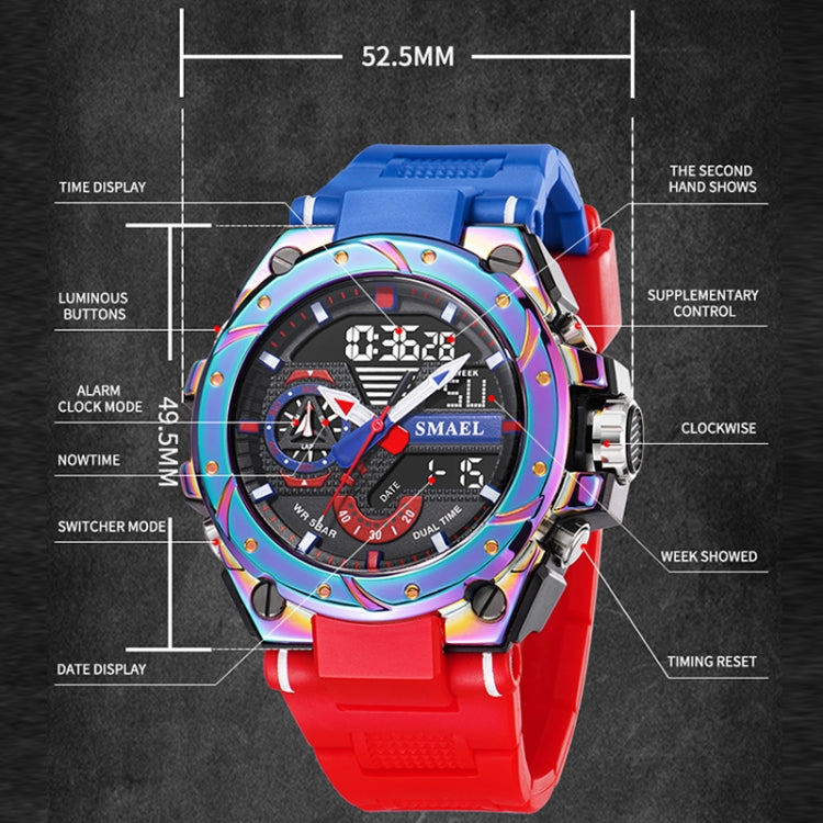 SMAEL 8060 Waterproof Sports Alloy Men Watch Luminous Display HD Mirror Watch(Black) - LED Digital Watches by SMAEL | Online Shopping UK | buy2fix