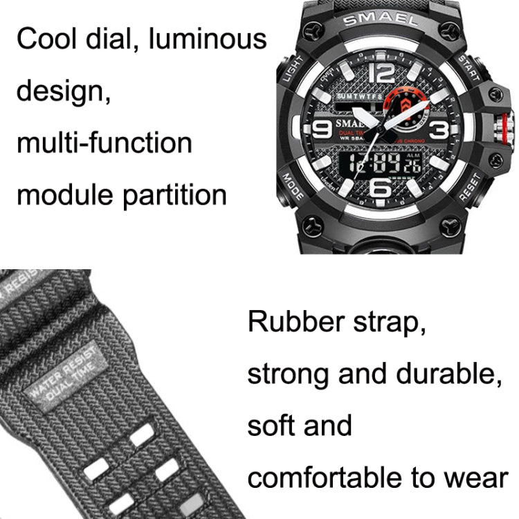 SMAEL 8035 Outdoor Sports Waterproof Dual Display Men Watch(Black Gold) - Sport Watches by SMAEL | Online Shopping UK | buy2fix