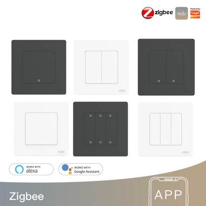 Tuya ZigBee Smart Single-fire Zero-fire Sharing Timing Voice Wall Switch EU Plug, Style: 3 Ways (Gray Scene Casual Post) - Consumer Electronics by buy2fix | Online Shopping UK | buy2fix