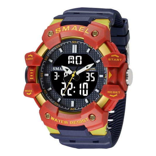 SMAEL 8080 Outdoor Sports Waterproof Multifunctional Glowing Double Dial Watch(Blue) - Sport Watches by SMAEL | Online Shopping UK | buy2fix