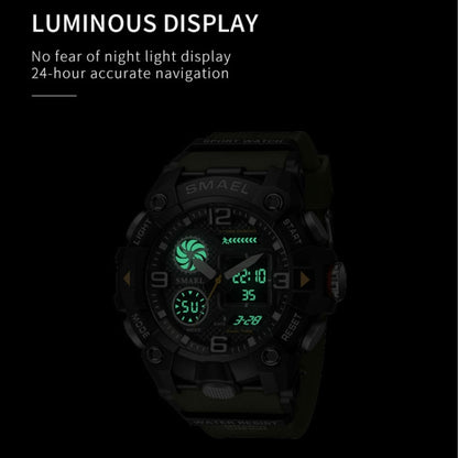 SMAEL 8055 Large Dial Sports Outdoor Waterproof Luminous Multifunctional Electronic Watch(Black White) - Sport Watches by SMAEL | Online Shopping UK | buy2fix