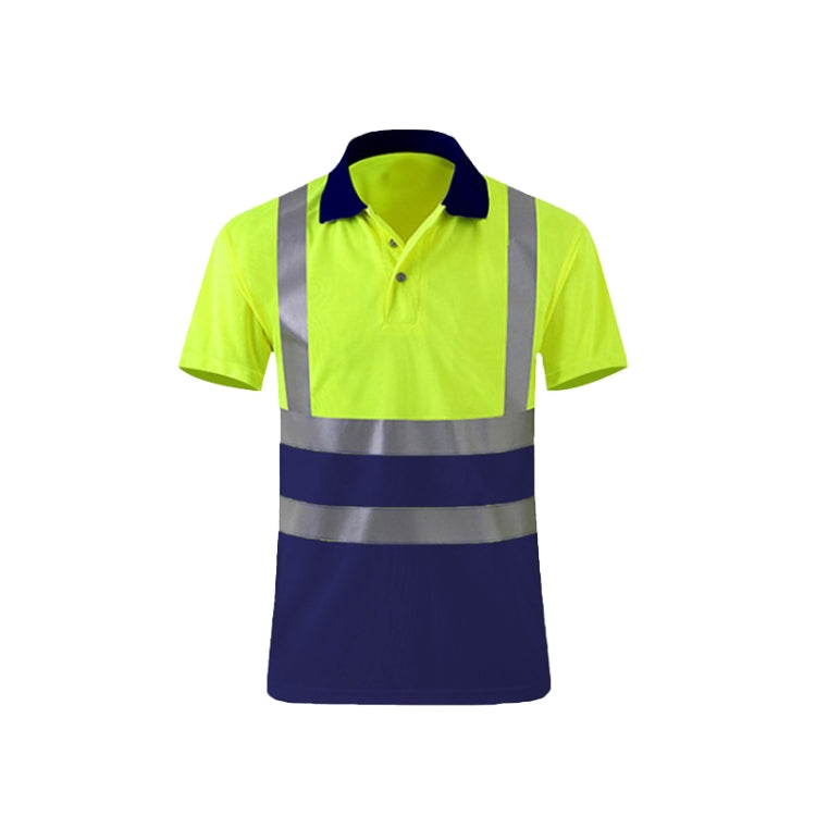 Reflective Quick-drying T-shirt Lapel Short-sleeved Safety Work Shirt, Size: M(Fluorescent +Navy Blue) - Workplace Safety Supplies by buy2fix | Online Shopping UK | buy2fix