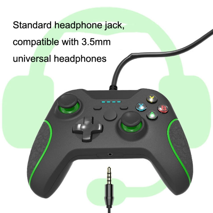 For XBOX One / PC HS-XO304 Wired Handle Dual Vibration With Headphone Jack, Cable Length: 1.8m(White) - Gamepad by buy2fix | Online Shopping UK | buy2fix