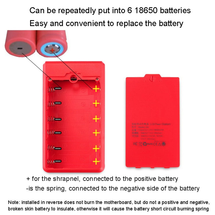 Q6 Removable 6 Sections 18650 Battery Box Charger Case, Style: Ordinary(Red) - Consumer Electronics by buy2fix | Online Shopping UK | buy2fix