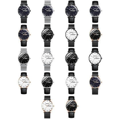 BINBOND B3820 30M Waterproof Ultra-thin Quartz Luminous Starry Watch, Color: Black Net-Black-White - Metal Strap Watches by BINBOND | Online Shopping UK | buy2fix