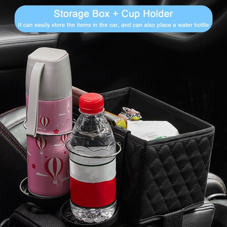 Car Armrest Box Folding Storage Box Multifunctional Water Cup Holder(Leather Beige) - In Car by buy2fix | Online Shopping UK | buy2fix