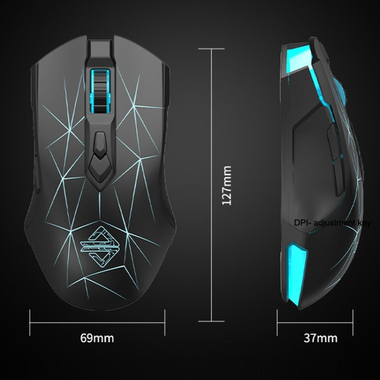 Ajazz AJ52PRO 8 Keys Three-mode Bluetooth/Wireless/Wired RGB Gaming Mouse(Aj52pro blue version) - Wireless Mice by Ajazz | Online Shopping UK | buy2fix