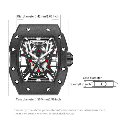 BAOGELA 224147 Wine Barrel Shaped Hollow Night Light Waterproof Sports Silicone Men Watch(Steel Shell Black Belt) - Silicone Strap Watches by BAOGELA | Online Shopping UK | buy2fix