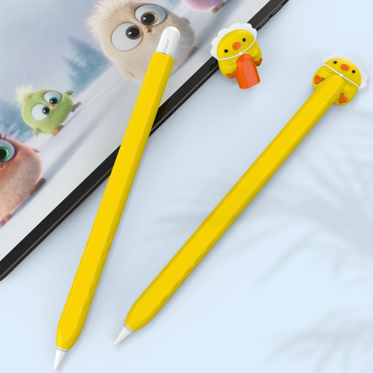 For Apple Pencil 2 AhaStyle PT-LC129 Pen Case Cartoon Silicone Protective Case(Chicken Yellow) - Pencil Accessories by AhaStyle | Online Shopping UK | buy2fix