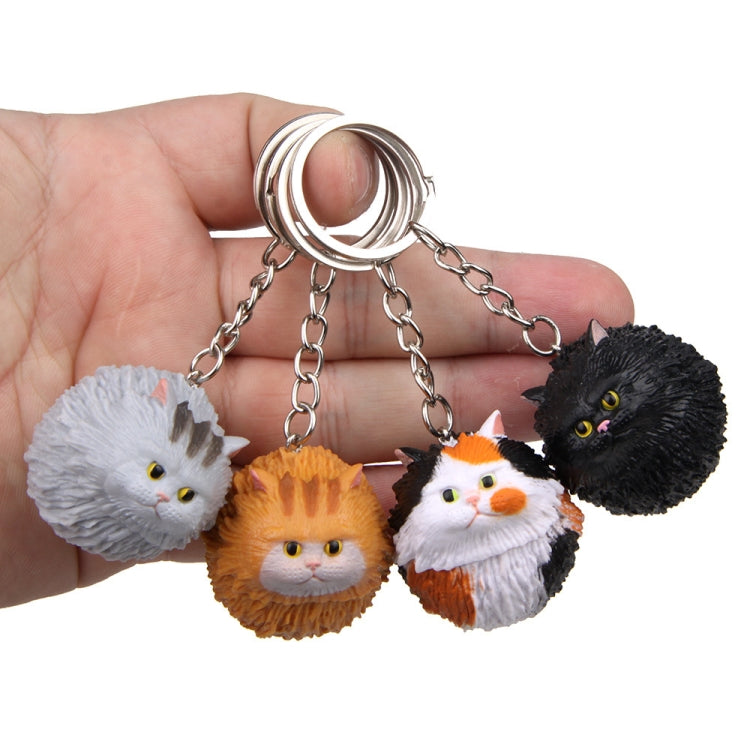 Round Little Tiger Cat Keychain Cartoon Key Ring Ornament(Coffee White) - Key Rings by buy2fix | Online Shopping UK | buy2fix