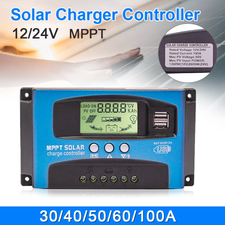 YCX-003 30-100A Solar Charging Controller with LED Screen & Dual USB Port Smart MPPT Charger, Model: 12/24V 100A - Others by buy2fix | Online Shopping UK | buy2fix