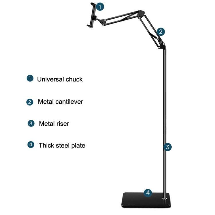 155cm Mobile Phone Tablet Live Broadcast Bedside Lifting Bracket Cantilever Floor Stand (White) - Lazy Bracket by buy2fix | Online Shopping UK | buy2fix