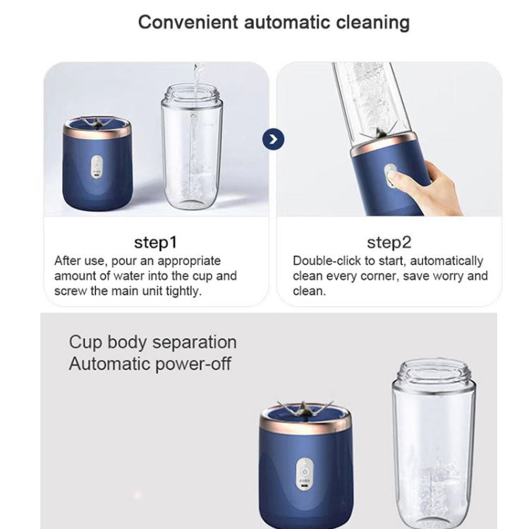 5V 40W 6 Blades Cordless Electric Juicer Portable Juice Squeezer, Spec: Blue Double Cup - Electric juicers by buy2fix | Online Shopping UK | buy2fix