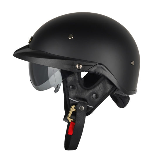 SOMAN Motorcycle Half Helmet Adjustable Helmet With Inner Mirror, Size: M(Matt Black) - Helmets by SOMAN | Online Shopping UK | buy2fix