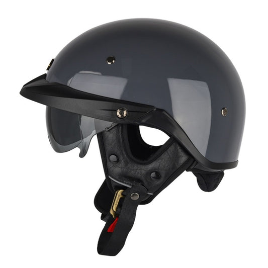 SOMAN Motorcycle Half Helmet Adjustable Helmet With Inner Mirror, Size: XL(Cement Gray) - Helmets by SOMAN | Online Shopping UK | buy2fix