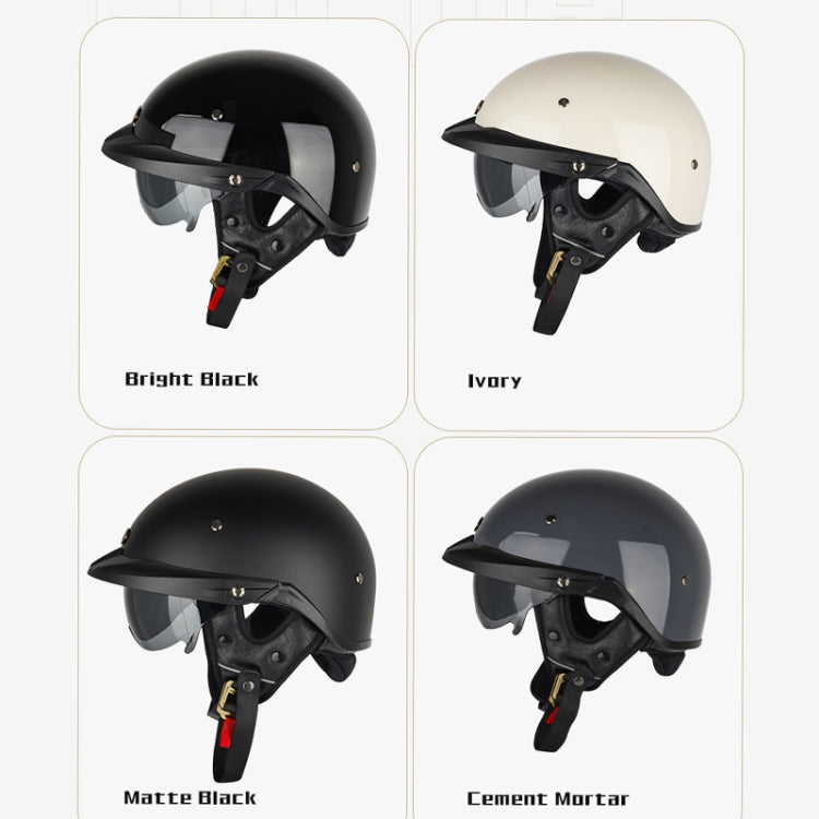 SOMAN Motorcycle Half Helmet Adjustable Helmet With Inner Mirror, Size: S(Bright Black) - Helmets by SOMAN | Online Shopping UK | buy2fix