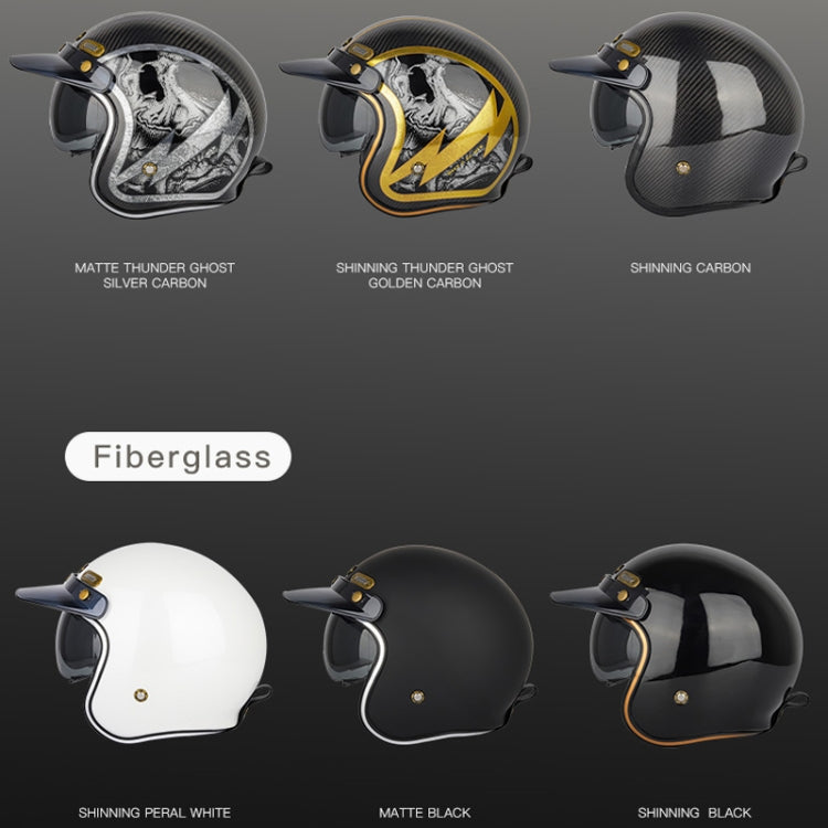 SOMAN Motorcycle Four Seasons Carbon Fiber Half Helmet, Color: Carbon Fiber Silver Lightning(S) - Helmets by SOMAN | Online Shopping UK | buy2fix