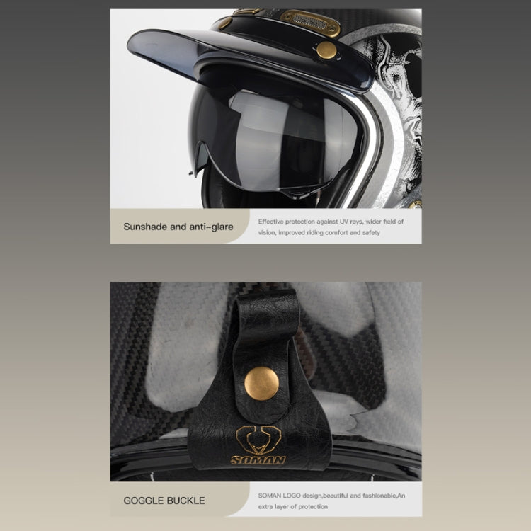 SOMAN Motorcycle Four Seasons Carbon Fiber Half Helmet, Color: Bright Carbon Fiber(L) - Helmets by SOMAN | Online Shopping UK | buy2fix