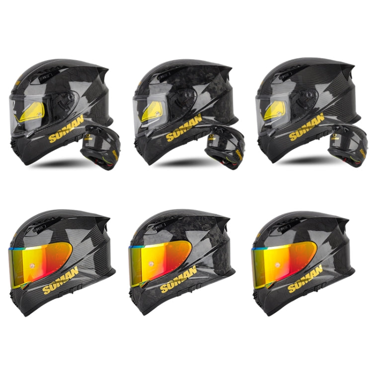 SOMAN Motorcycle Carbon Fiber Double Lens Thermal Safety Helmet, Size: XXL(Cheetah Print) - Helmets by SOMAN | Online Shopping UK | buy2fix