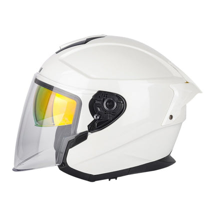 SOMAN Motorcycle Electric Bicycle Dual Lens Riding Helmet, Size: S(Pearl White) - Helmets by SOMAN | Online Shopping UK | buy2fix