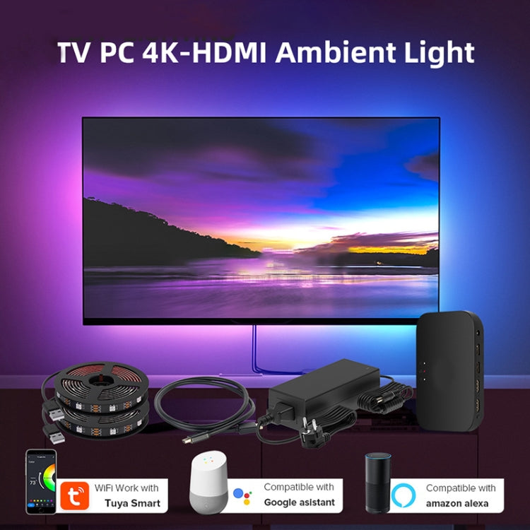 HDMI 2.0-PRO Smart Ambient TV Led Backlight Led Strip Lights Kit Work With TUYA APP Alexa Voice Google Assistant 2 x 3m(UK Plug) - Casing Waterproof Light by buy2fix | Online Shopping UK | buy2fix