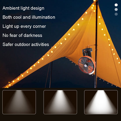 Outdoor Camping USB Charging Fan Tent Swing Head Fan With Tripod LED Light(Black) - Electric Fans by buy2fix | Online Shopping UK | buy2fix