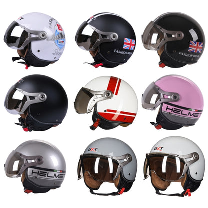 GXT Electric Vehicle Half Cover Helmet Four Seasons Retro Helmet, Size: M(Pink Flower) - Helmets by GXT | Online Shopping UK | buy2fix