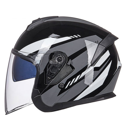 GXT Electric Vehicle Four Seasons Sun Protection & Windshield Double Lens Helmet, Size: L(Bright Black Gray) - Helmets by GXT | Online Shopping UK | buy2fix